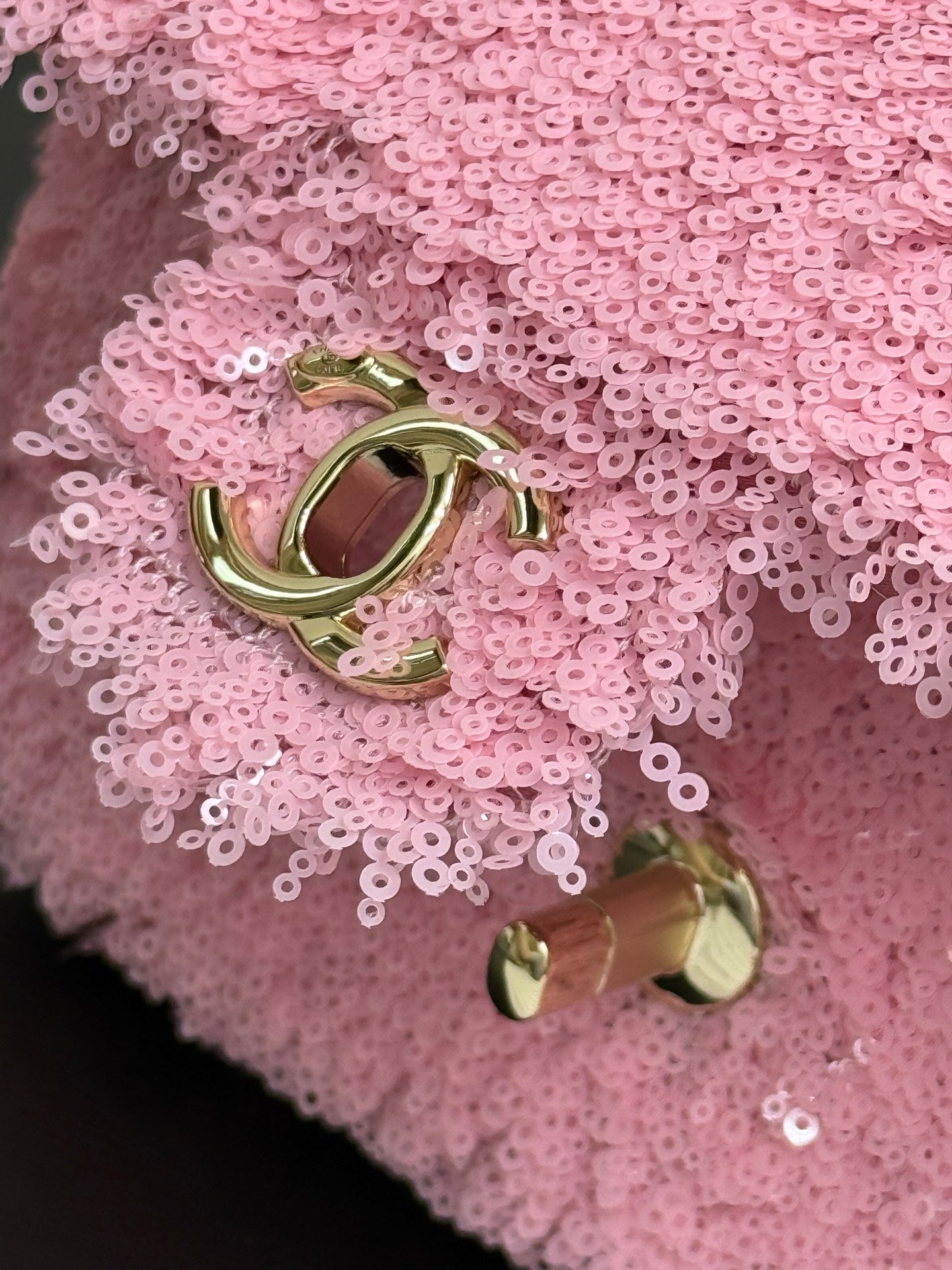 C* New Arrival Sequined CF Pink Flap Bag