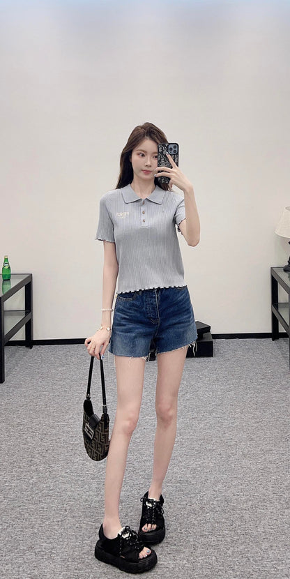 F*♥2025 new product Knitted short sleeves
