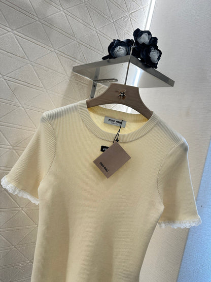 Mi*mi*♥2025 new product Lace knitted short sleeves