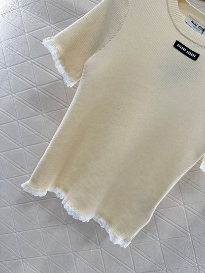 Mi*mi*♥2025 new product Lace knitted short sleeves