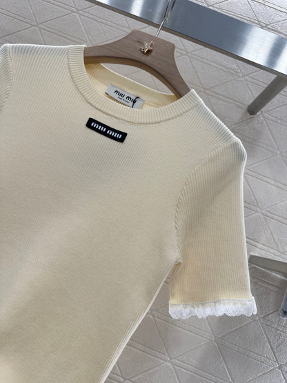 Mi*mi*♥2025 new product Lace knitted short sleeves