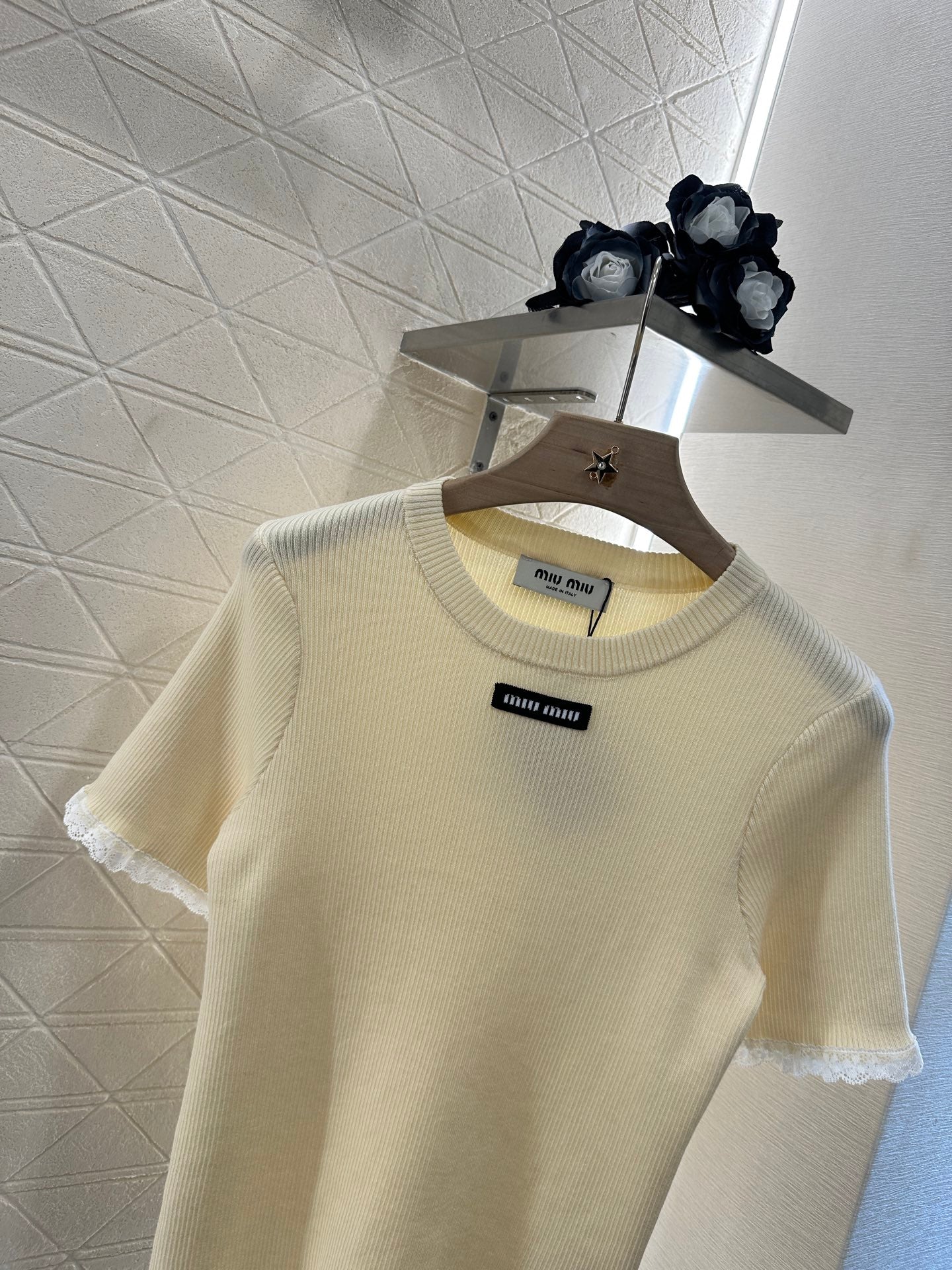 Mi*mi*♥2025 new product Lace knitted short sleeves