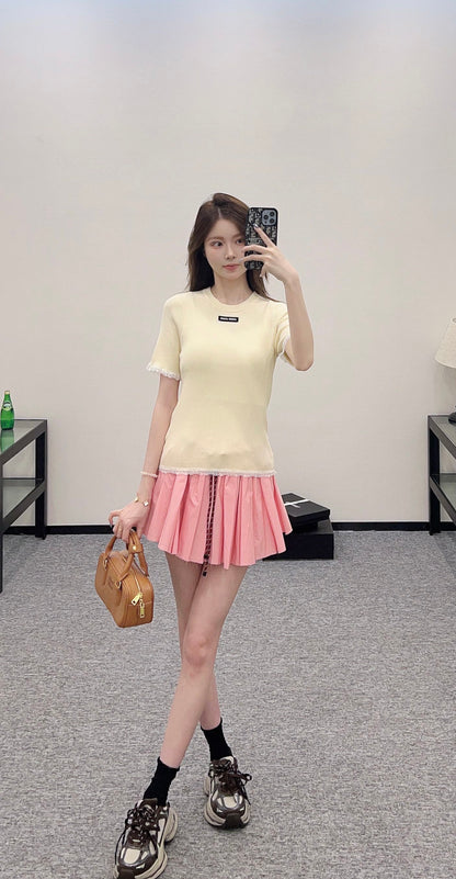 Mi*mi*♥2025 new product Lace knitted short sleeves