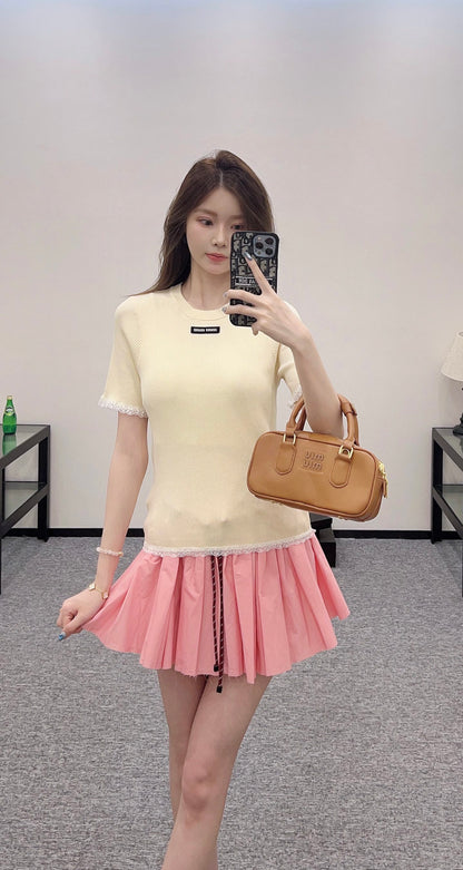 Mi*mi*♥2025 new product Lace knitted short sleeves
