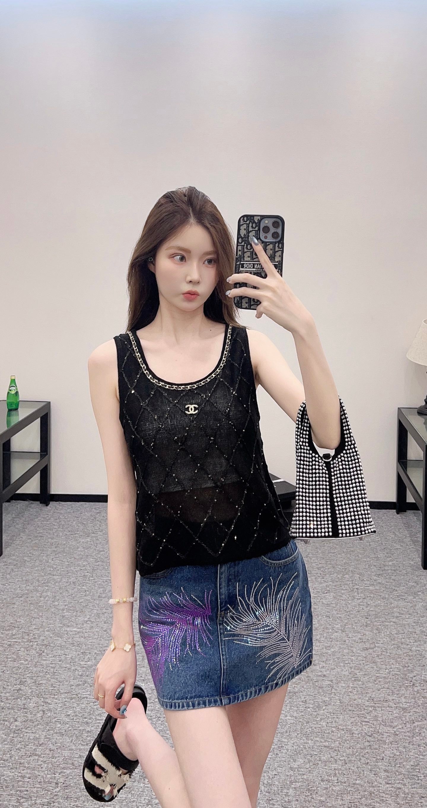 C*♥2025 new product Diamond knitted vest
