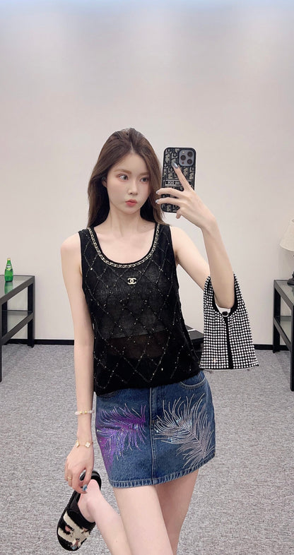 C*♥2025 new product Diamond knitted vest