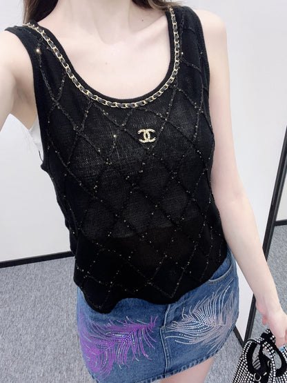 C*♥2025 new product Diamond knitted vest
