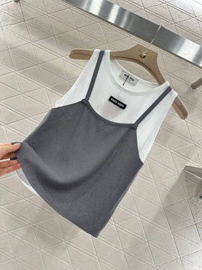 Mi*mi*♥2025 new product Fake two-piece vest