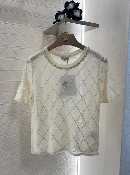 C*♥2025 new product Diamond knitted short sleeves
