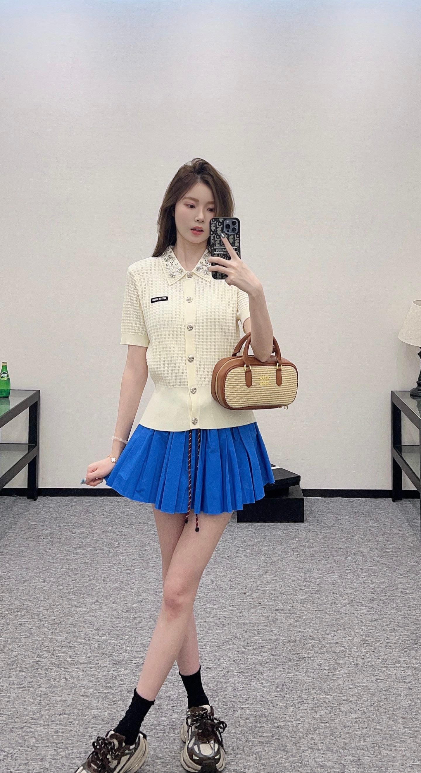 Mi*mi*♥2025 new product Rhinestone knitted cardigan
