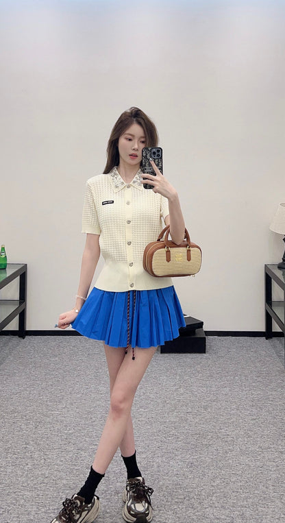 Mi*mi*♥2025 new product Rhinestone knitted cardigan
