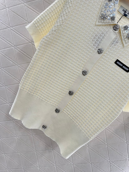 Mi*mi*♥2025 new product Rhinestone knitted cardigan