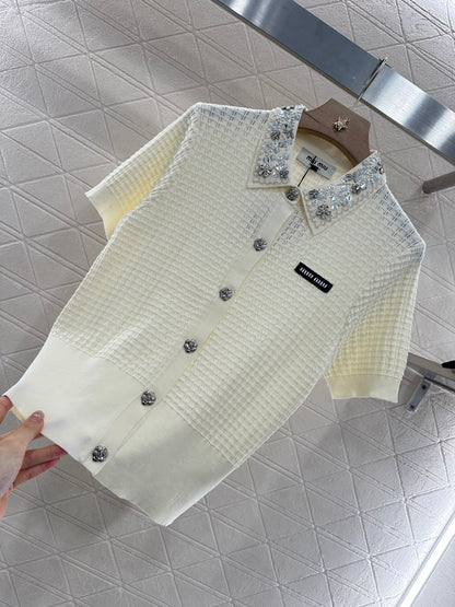 Mi*mi*♥2025 new product Rhinestone knitted cardigan