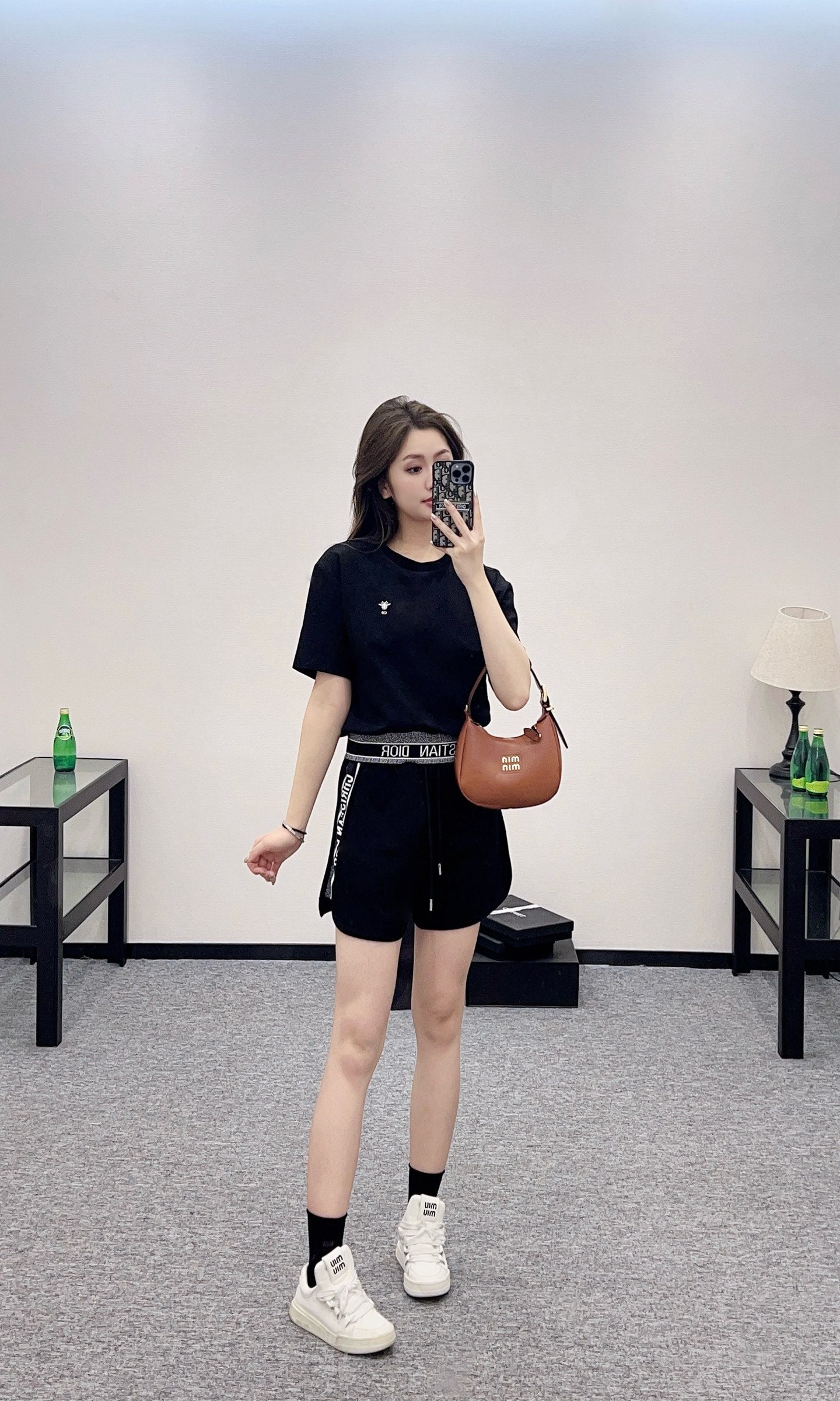 D*♥New arrival Round neck ribbon top and shorts set