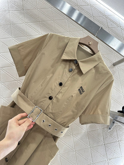 Mi*mi*♥2025 new products Belt shirt dress