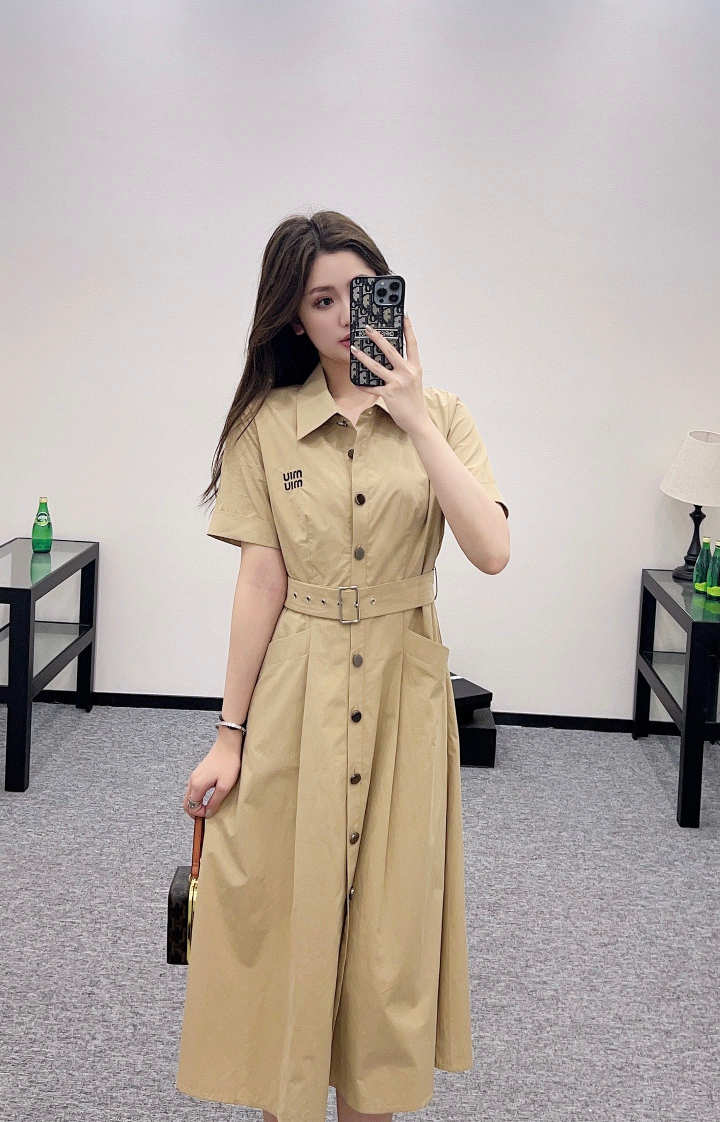 Mi*mi*♥2025 new products Belt shirt dress