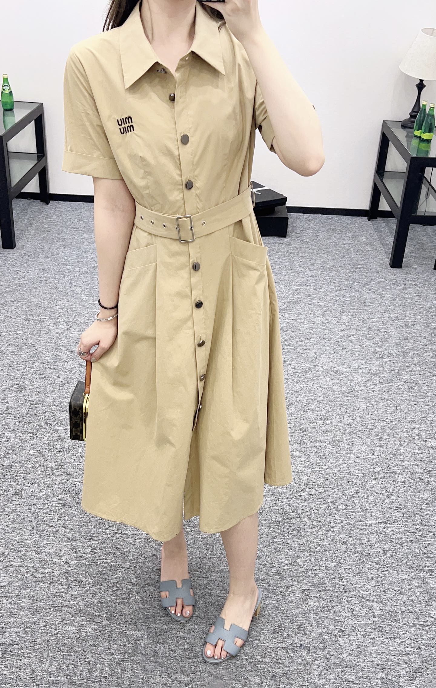 Mi*mi*♥2025 new products Belt shirt dress
