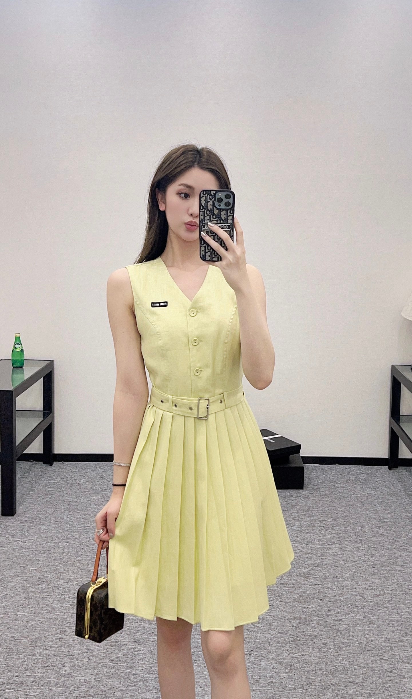 Mi*mi*♥2025 new product Belt pleated vest dress
