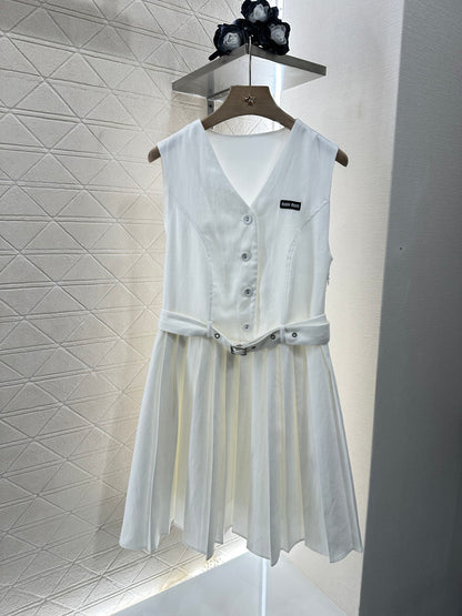Mi*mi*♥2025 new product Belt pleated vest dress