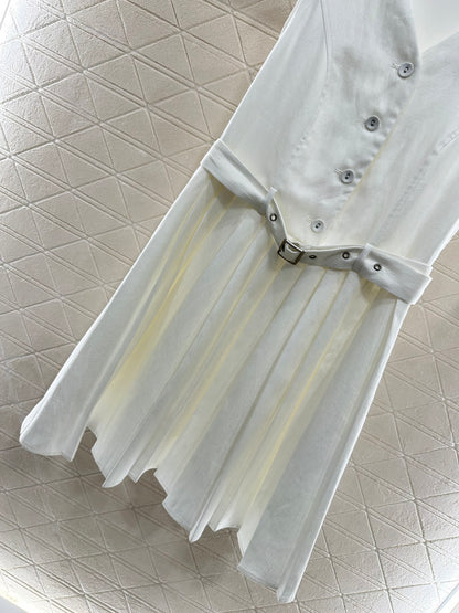 Mi*mi*♥2025 new product Belt pleated vest dress