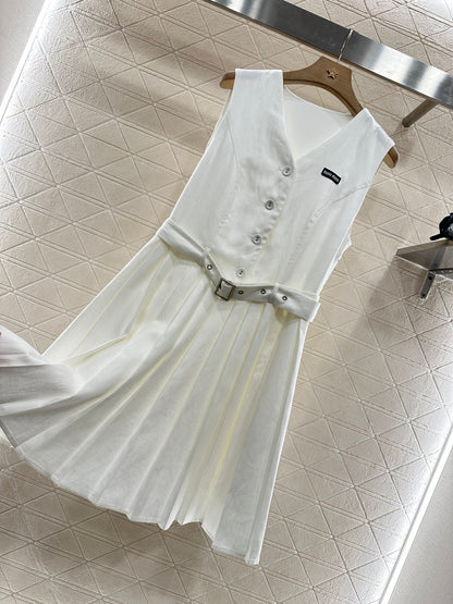 Mi*mi*♥2025 new product Belt pleated vest dress