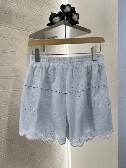 V*♥New Arrival Embroidered Outline Top and Shorts Set