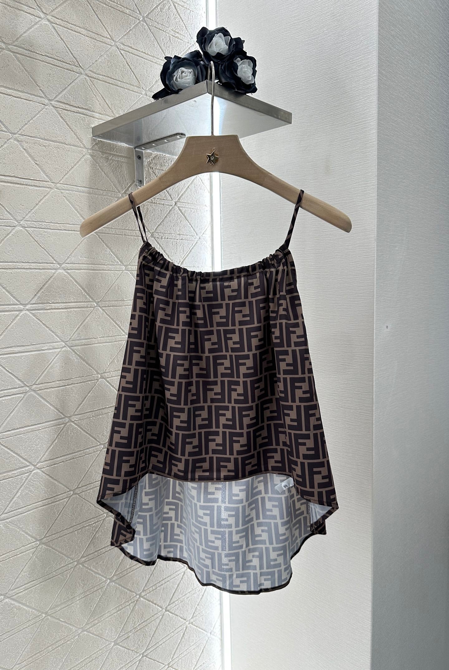 F*♥New arrival Printed suspender trousers set
