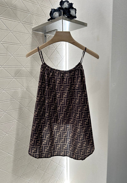 F*♥New arrival Printed suspender trousers set