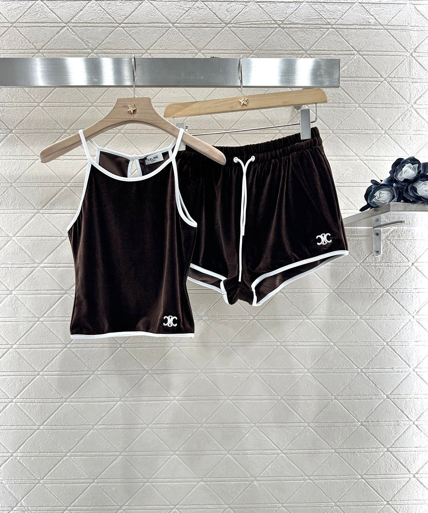 C*♥New Arrival Velvet Tank Top and Shorts Set