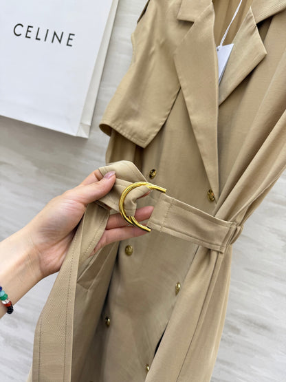 Ce*♥2025 New Style Trench Coat Style Waist Dress