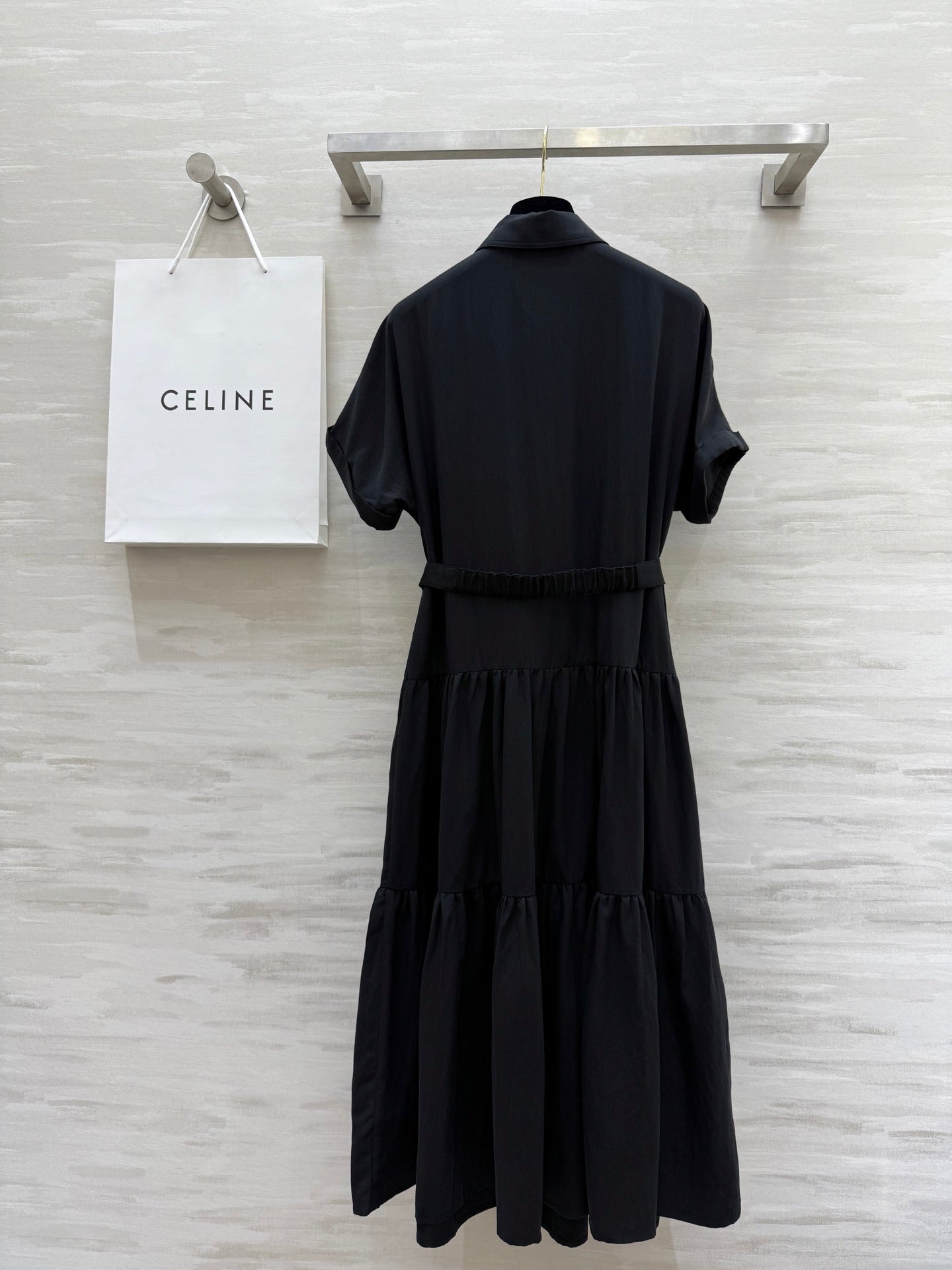 C*♥2025 new gold button lapel waisted dress