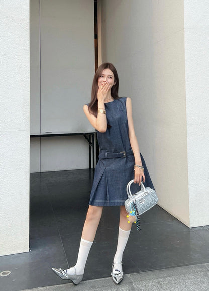 Mi*mi*♡²⁵ New belted denim sleeveless dress
