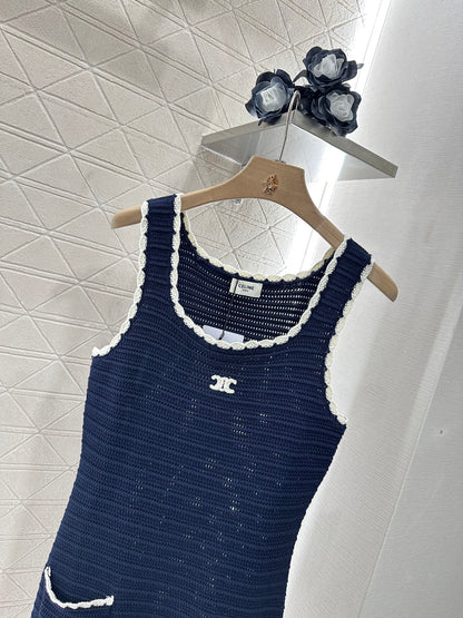 C*♥2025 new products Lace knitted vest dress