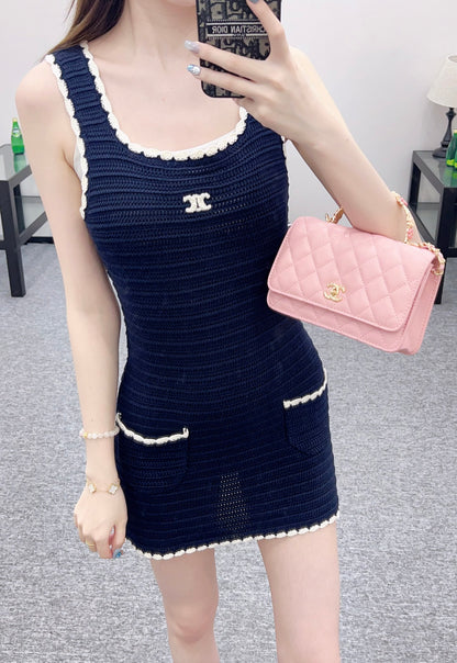 C*♥2025 new products Lace knitted vest dress