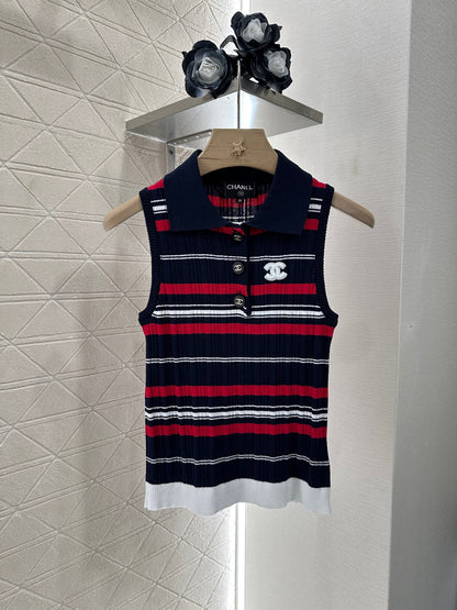 C*♥2025 new product Striped knitted vest