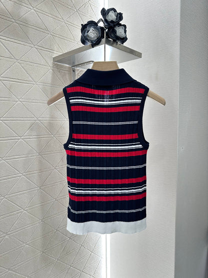 C*♥2025 new product Striped knitted vest