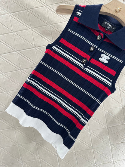 C*♥2025 new product Striped knitted vest