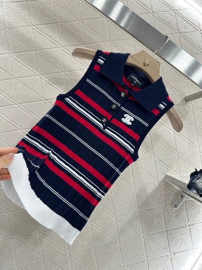 C*♥2025 new product Striped knitted vest