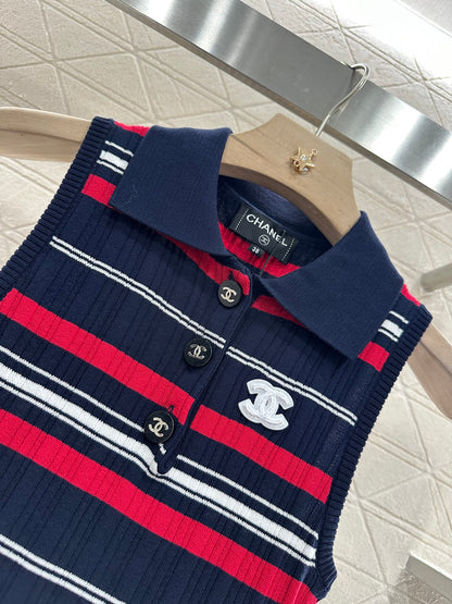 C*♥2025 new product Striped knitted vest