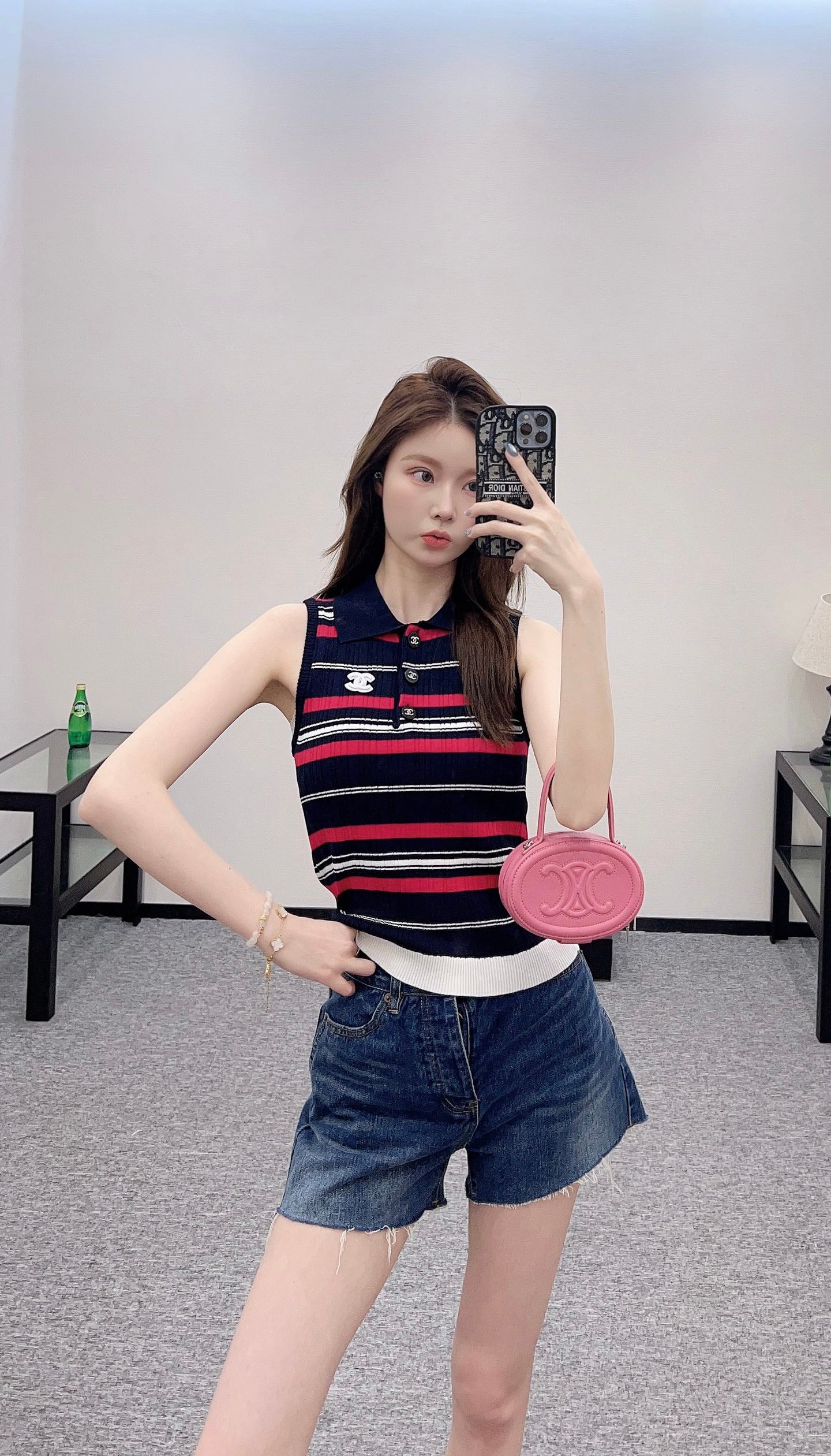 C*♥2025 new product Striped knitted vest
