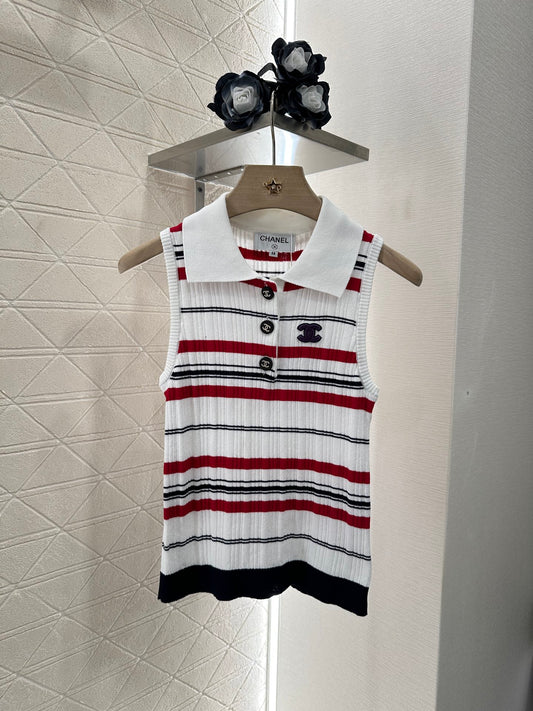 C*♥2025 new product Striped knitted vest