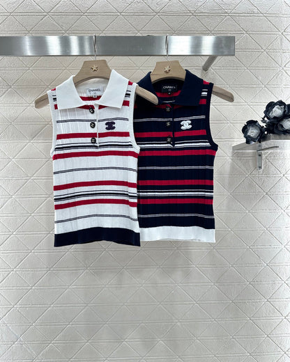 C*♥2025 new product Striped knitted vest