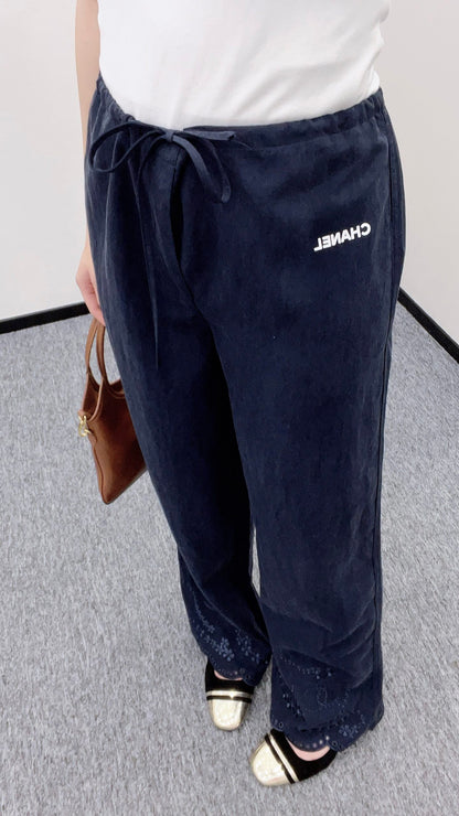 C*♥2025 new products Embroidered wide-leg trousers