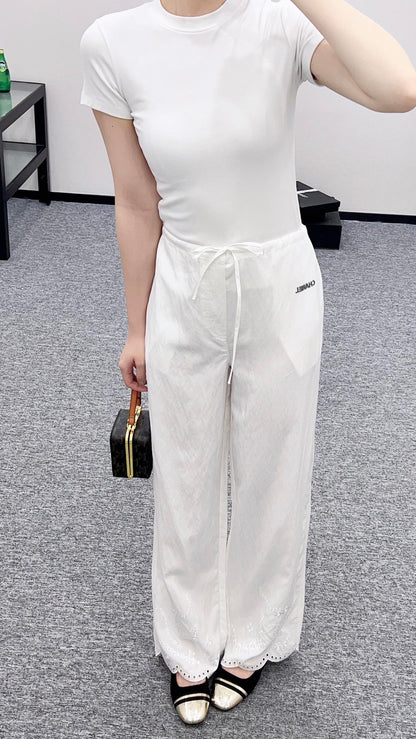 C*♥2025 new products Embroidered wide-leg trousers