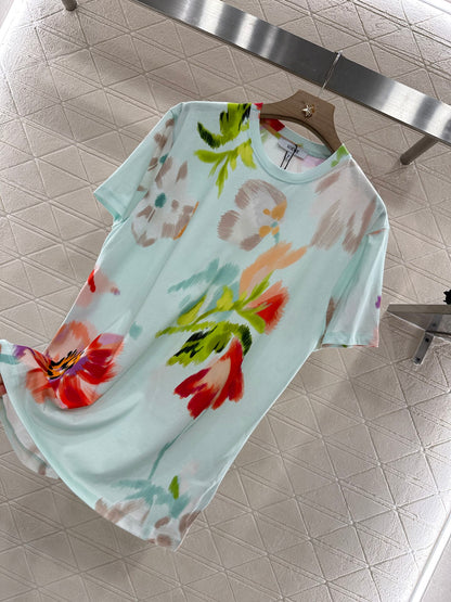 L*♥2025 new product Dyed flower short sleeves