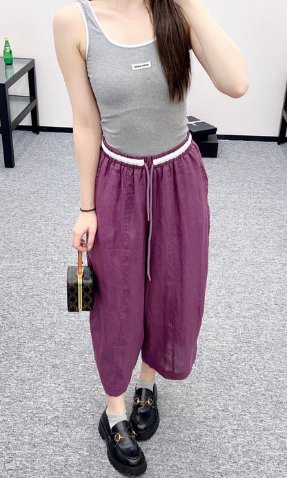 C*♥2025 new product Linen cropped pants