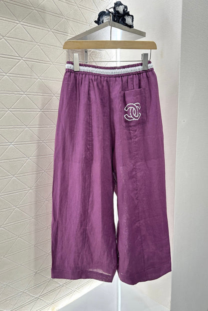 C*♥2025 new product Linen cropped pants