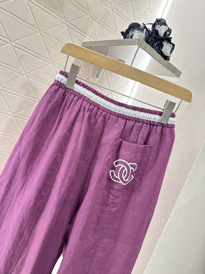 C*♥2025 new product Linen cropped pants