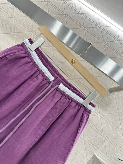 C*♥2025 new product Linen cropped pants