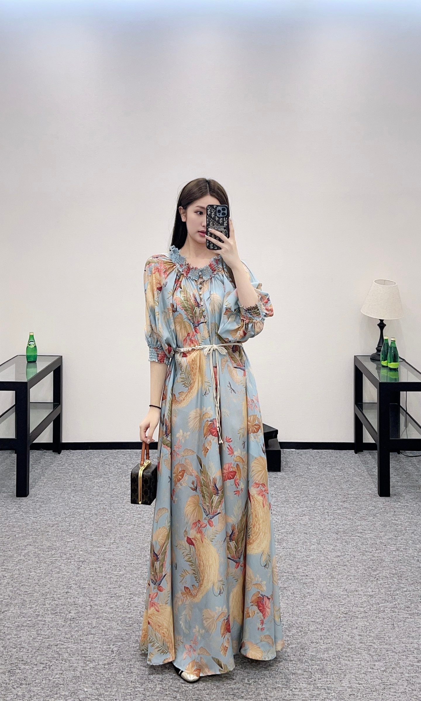 Z*♥2025 new product Silk waist chain dress